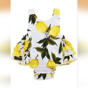 Baby Girl Lemon Print Romper
